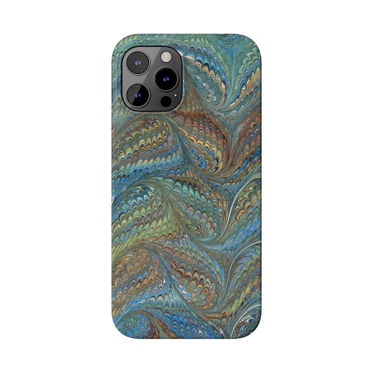 Blue and Green Italian Marbled Swirl Design, Italy Feather Phone Case, Multi-Color, Slim Phone Cases, Case-Mate IPHONE16 and all sizes