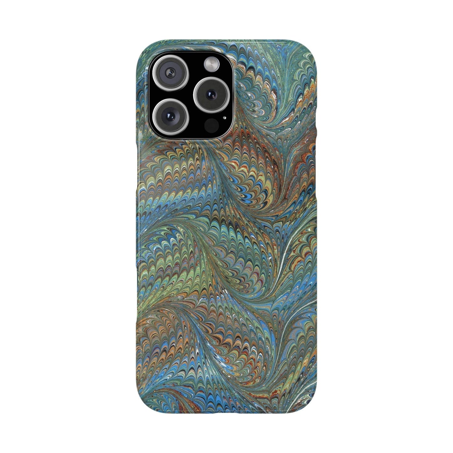 Blue and Green Italian Marbled Swirl Design, Italy Feather Phone Case, Multi-Color, Slim Phone Cases, Case-Mate IPHONE16 and all sizes