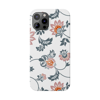 Pink and Green Flower Pattern, Floral Slim Phone Cases, Case-Mate IPHONE16 and all sizes