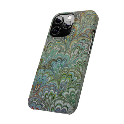 Deep Green Peacock Italian Marbled Design, Italy Feather Phone Case, Multi-Color, Slim Phone Cases, Case-Mate IPHONE16 and all sizes