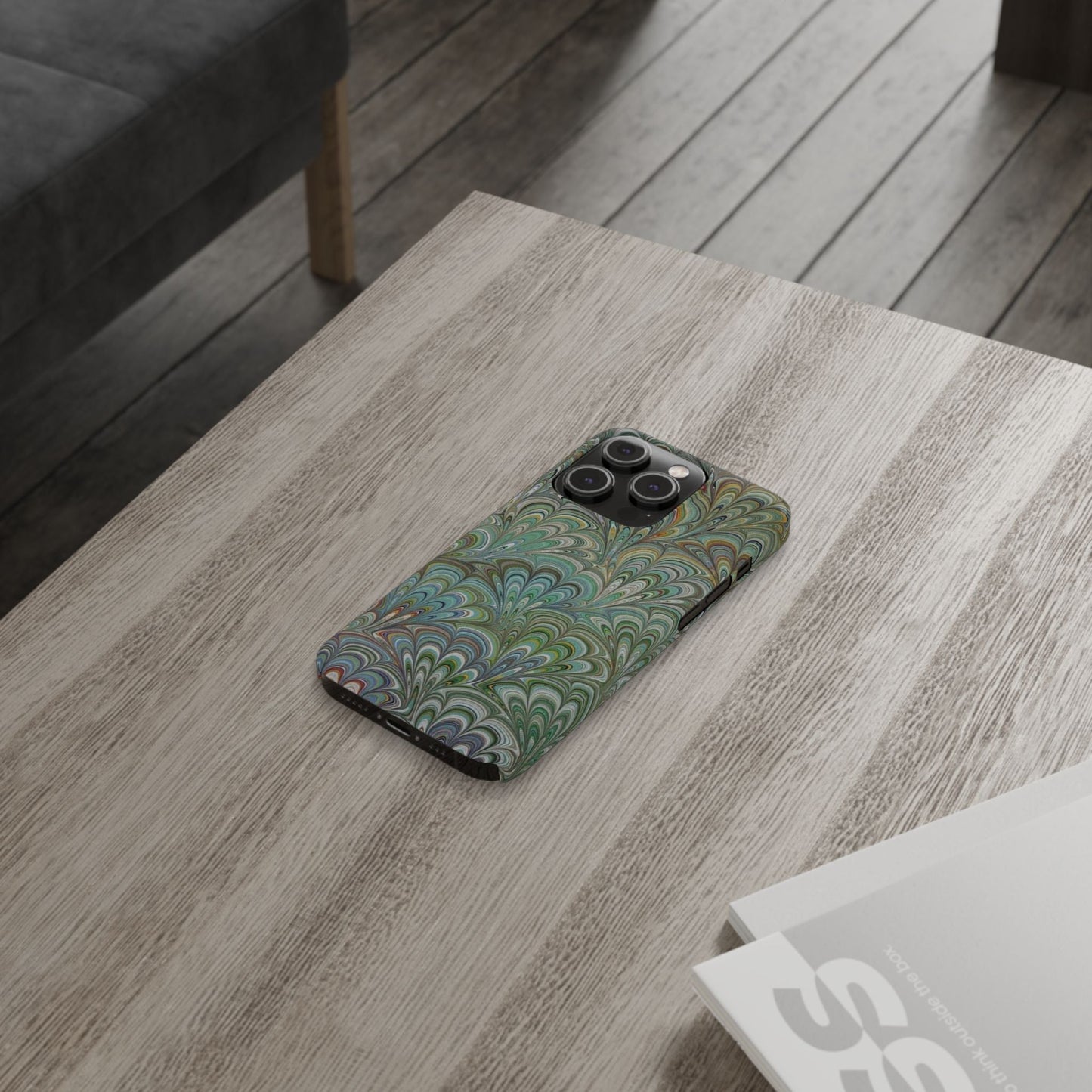 Deep Green Peacock Italian Marbled Design, Italy Feather Phone Case, Multi-Color, Slim Phone Cases, Case-Mate IPHONE16 and all sizes