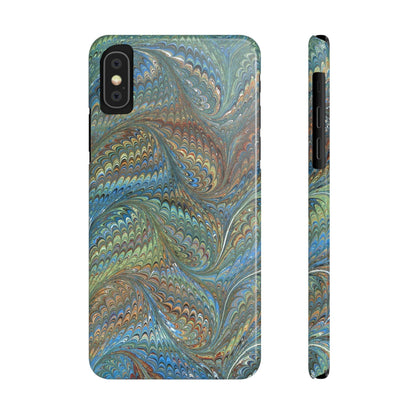 Blue and Green Italian Marbled Swirl Design, Italy Feather Phone Case, Multi-Color, Slim Phone Cases, Case-Mate IPHONE16 and all sizes