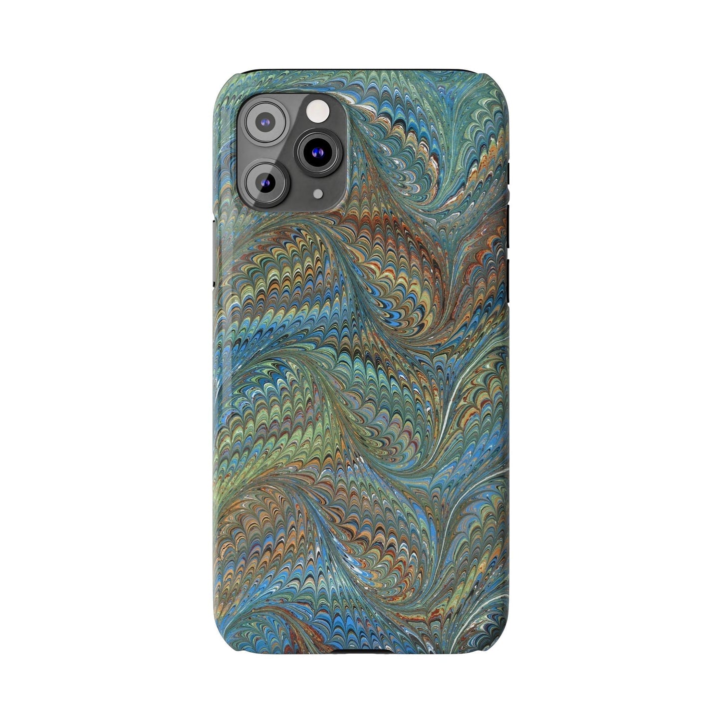 Blue and Green Italian Marbled Swirl Design, Italy Feather Phone Case, Multi-Color, Slim Phone Cases, Case-Mate IPHONE16 and all sizes