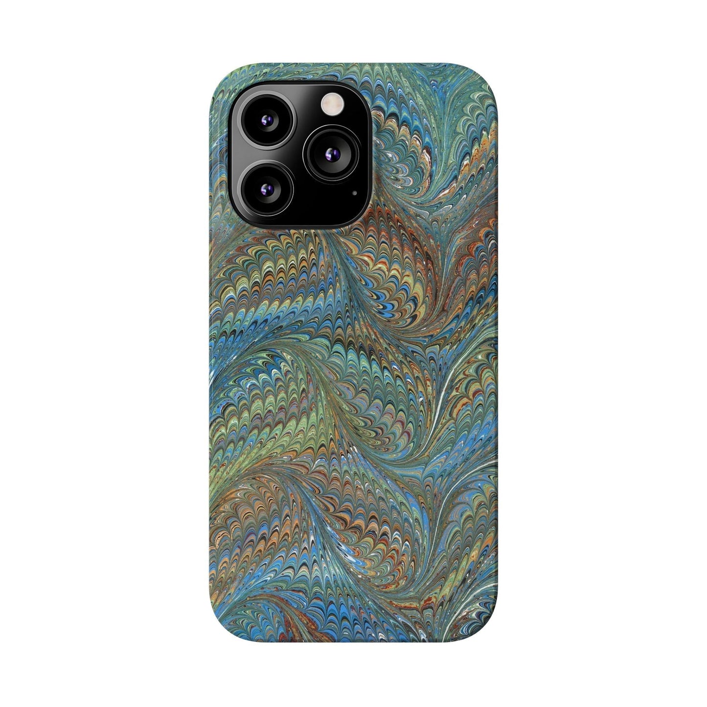 Blue and Green Italian Marbled Swirl Design, Italy Feather Phone Case, Multi-Color, Slim Phone Cases, Case-Mate IPHONE16 and all sizes