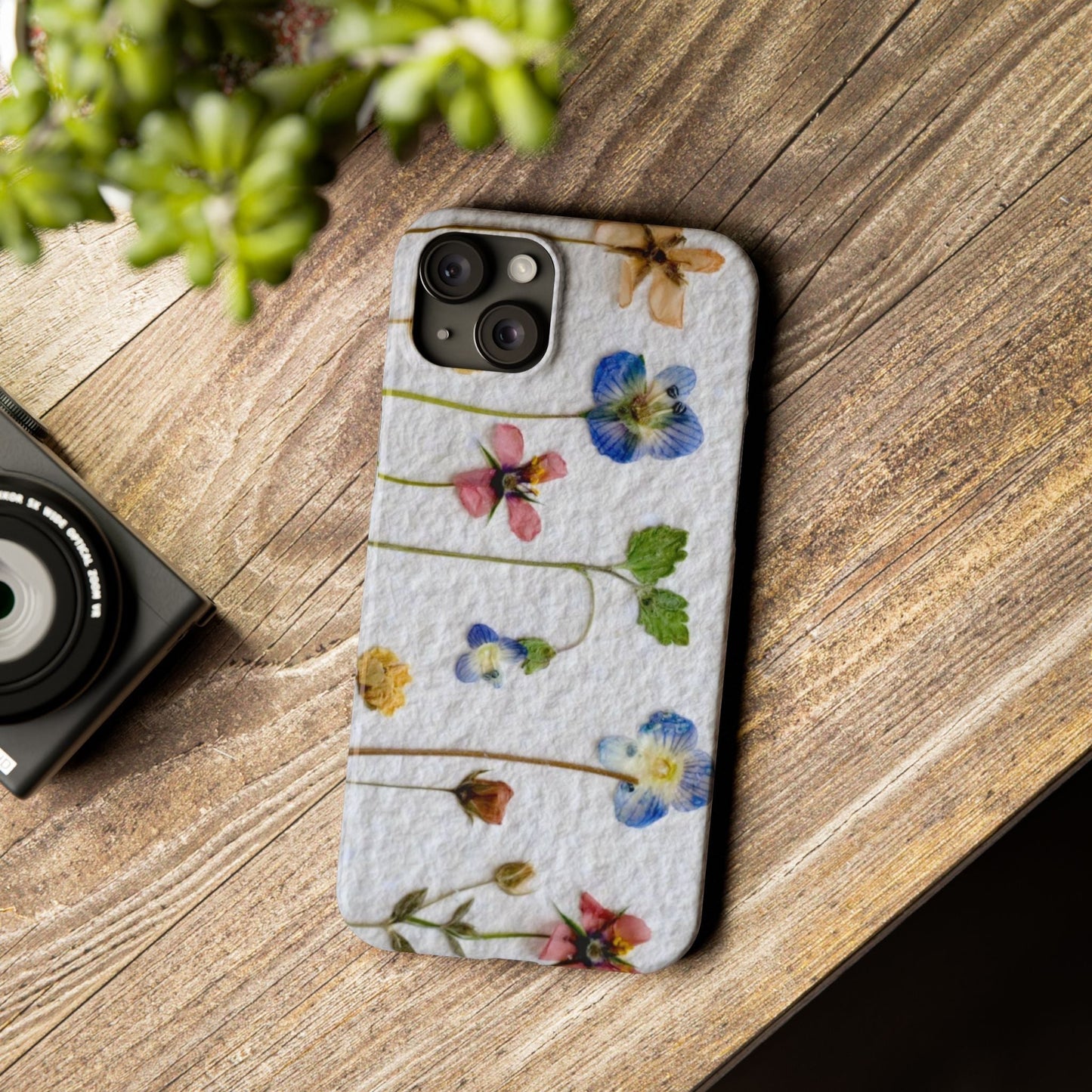 Dried Wild Pink and Purple Flower Image on Paper, Floral Slim Phone Cases, Case-Mate IPHONE16 and all sizes