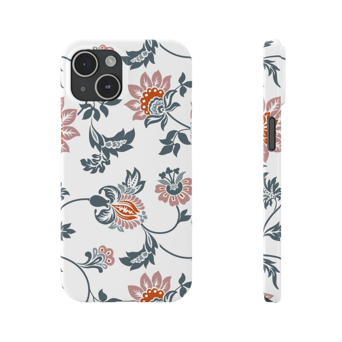 Pink and Green Flower Pattern, Floral Slim Phone Cases, Case-Mate IPHONE16 and all sizes