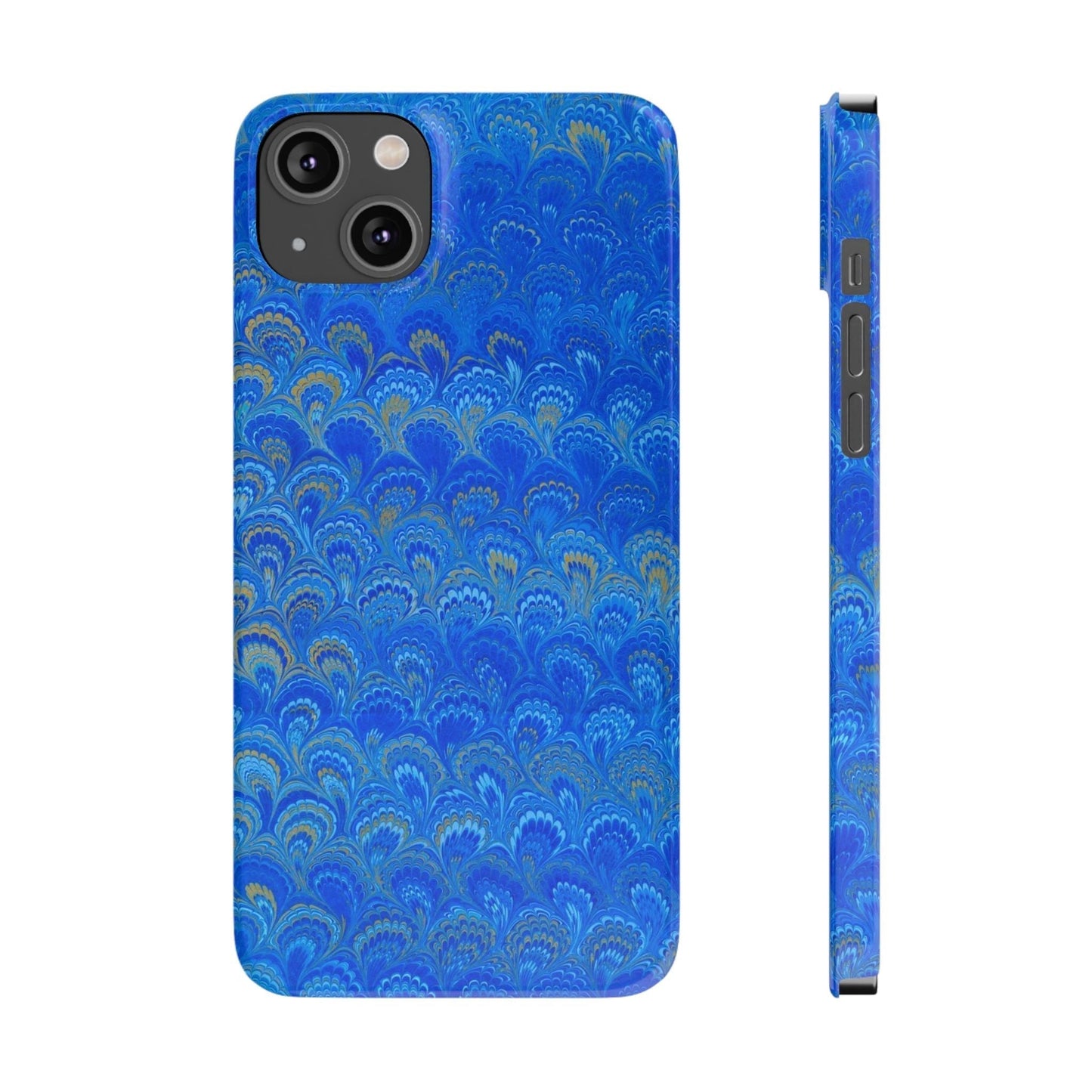 Blue Marbled Design, Italy Feather Phone Case, Multi-Color, Slim Phone Cases, Case-Mate IPHONE16 and all sizes