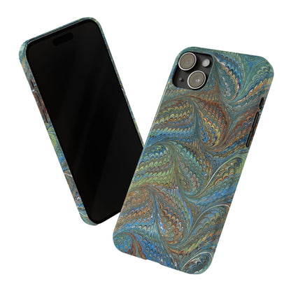Blue and Green Italian Marbled Swirl Design, Italy Feather Phone Case, Multi-Color, Slim Phone Cases, Case-Mate IPHONE16 and all sizes