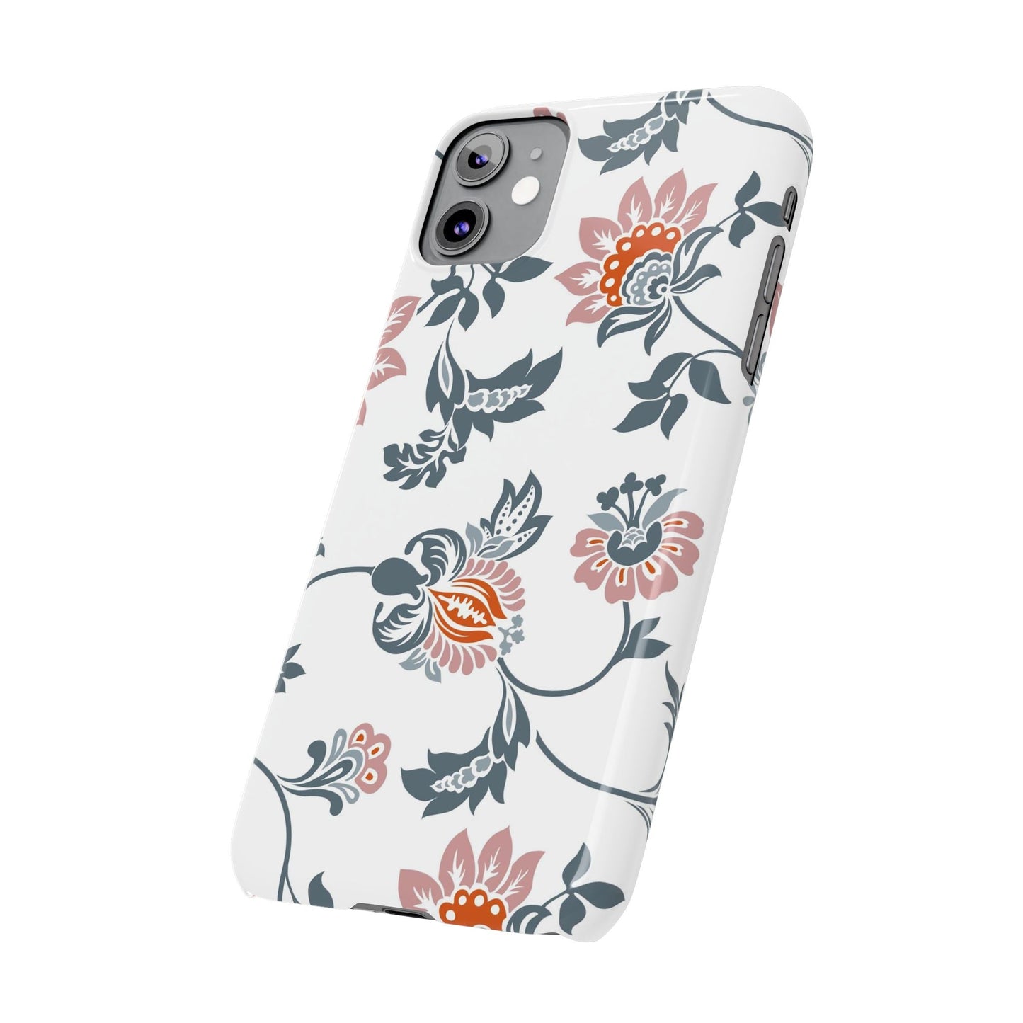 Pink and Green Flower Pattern, Floral Slim Phone Cases, Case-Mate IPHONE16 and all sizes
