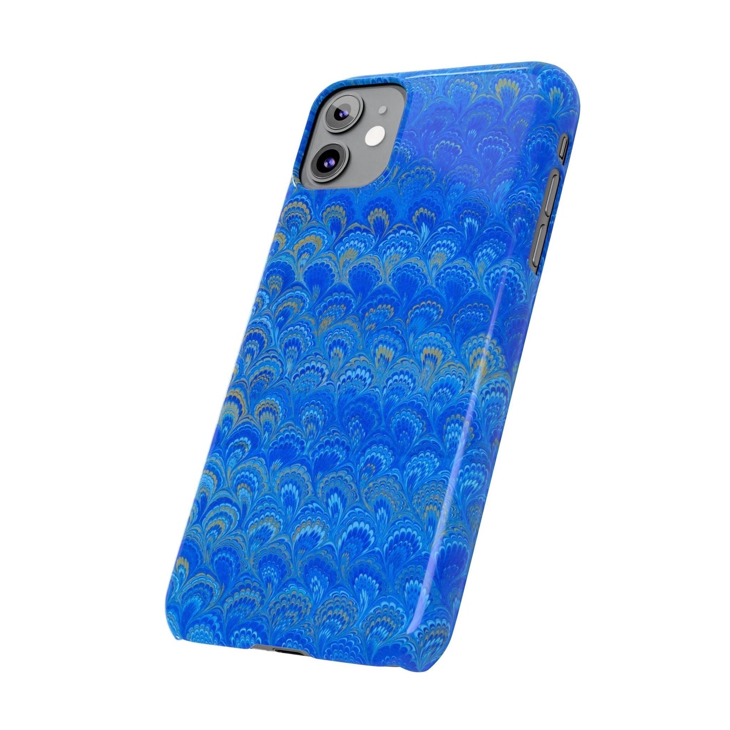 Blue Marbled Design, Italy Feather Phone Case, Multi-Color, Slim Phone Cases, Case-Mate IPHONE16 and all sizes