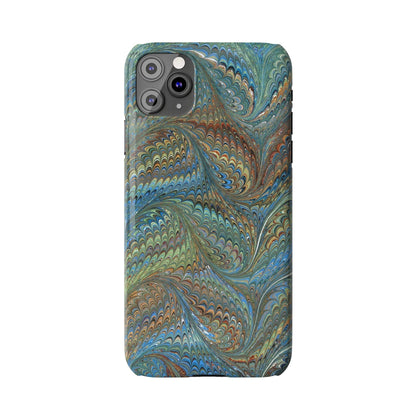 Blue and Green Italian Marbled Swirl Design, Italy Feather Phone Case, Multi-Color, Slim Phone Cases, Case-Mate IPHONE16 and all sizes